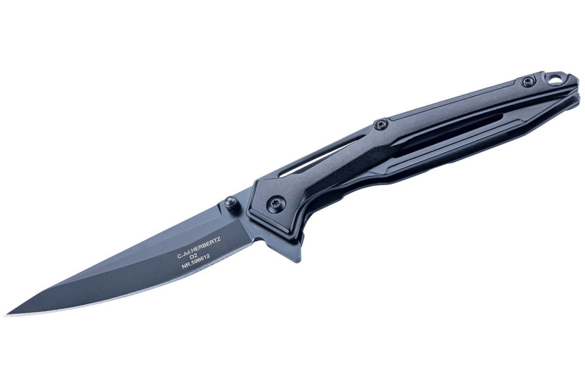 Herbertz folding knife 596612 black aluminum skeleton handle 12.1cm