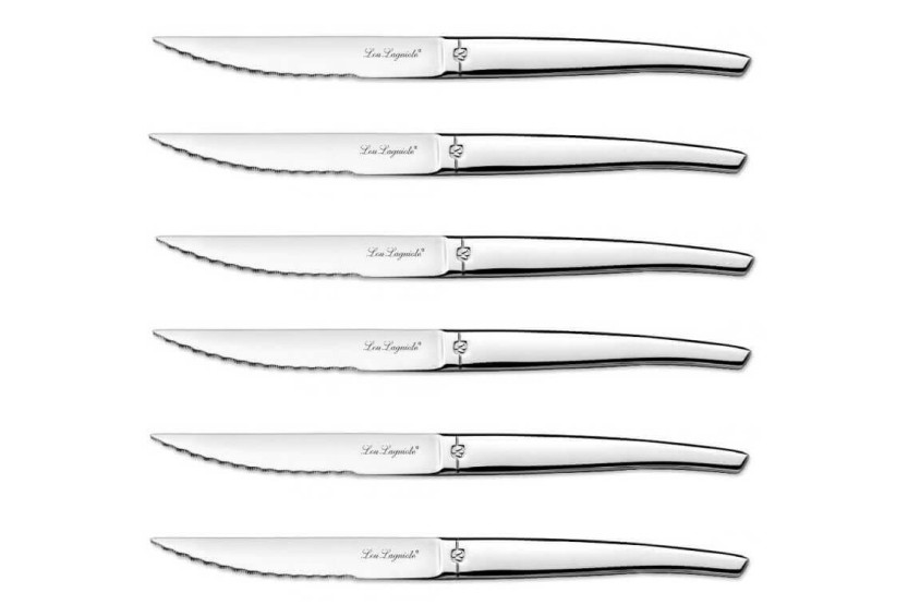 Set van 6 LOU LAGUIOLE Jet grijs gekartelde steakmessen