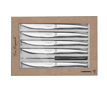 Sett med 6 LOU LAGUIOLE Jet grey takkede biffkniver 2