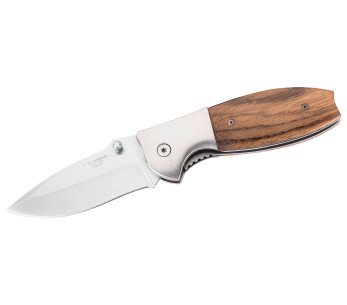 Herbertz 579810 navaja plegable mango de madera de cebra con cabezales de acero inoxidable 10cm