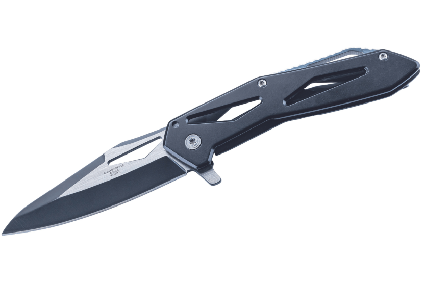 Herbertz folding knife 596511 black stainless steel skeleton handle 11cm