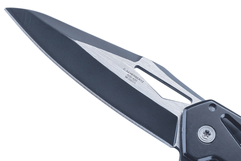 Herbertz folding knife 596511 black stainless steel skeleton handle 11cm
