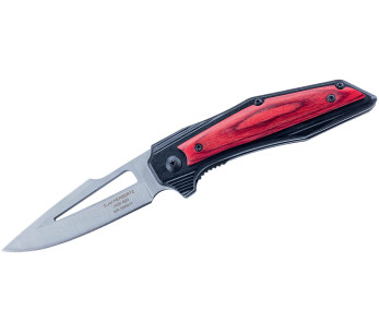 Herbertz Klappmesser 596411 Griff mit gezacktem Index aus Aluminium und Pakkaholz 11cm