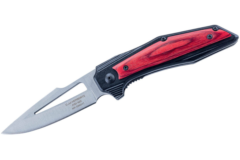 Herbertz foldekniv 596411 i aluminium og pakkawood indekshåndtak 11 cm