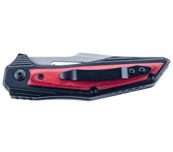 Herbertz Klappmesser 596411 Griff mit gezacktem Index aus Aluminium und Pakkaholz 11cm 2