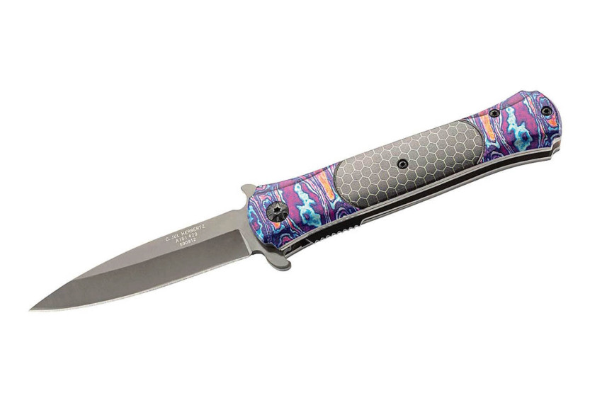 Herbertz vouwmes 590912 11,5cm meerkleurig bedrukt roestvrijstalen heft + etui