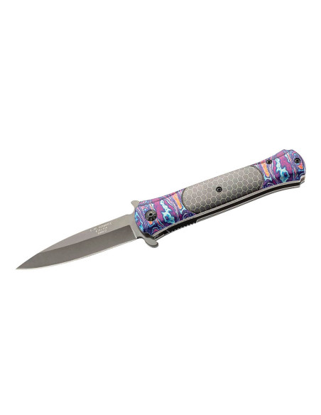 Herbertz foldekniv 590912 11,5 cm flerfarget trykt håndtak i rustfritt stål + etui