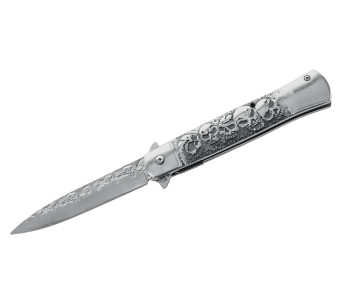 Herbertz 584013 schedel en gekruiste botten vouwmes 12,3cm roestvrij stalen handvat