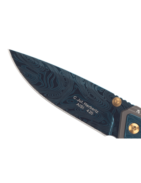 Herbertz fällkniv 533912 handtag i rostfritt stål, damaskusfinish, 11,3 cm