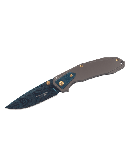 Navaja Herbertz 533912 mango de acero inoxidable, acabado damasco, 11,3 cm