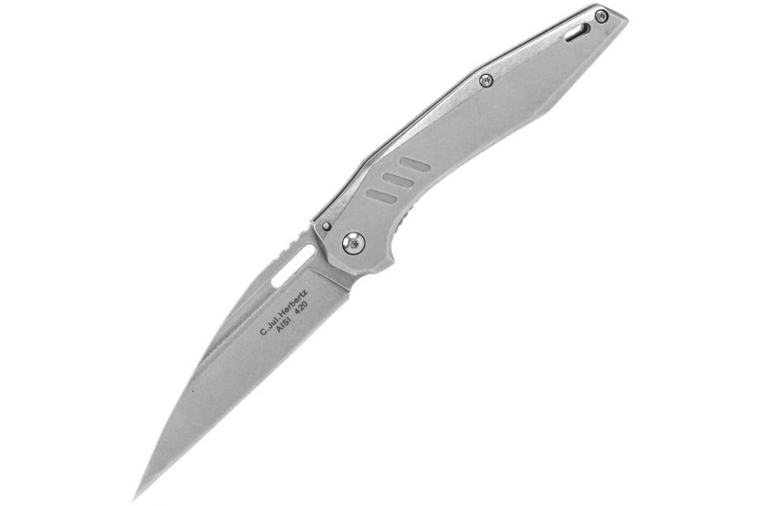 Herbertz 597412 foldekniv helt i rustfrit stål wharncliffe-blad 11,3 cm håndtag