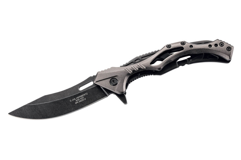 Herbertz 592912 navaja plegable esqueleto blackwashed 12cm acero inoxidable/mango de aluminio