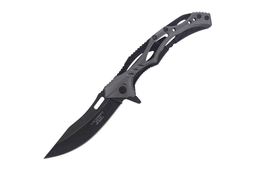 Herbertz 592912 navaja plegable esqueleto blackwashed 12cm acero inoxidable/mango de aluminio