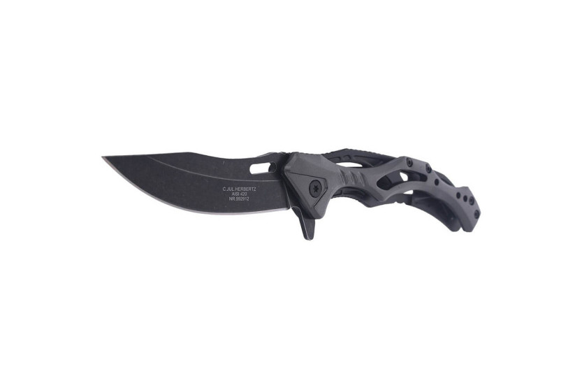 Herbertz 592912 navaja plegable esqueleto blackwashed 12cm acero inoxidable/mango de aluminio
