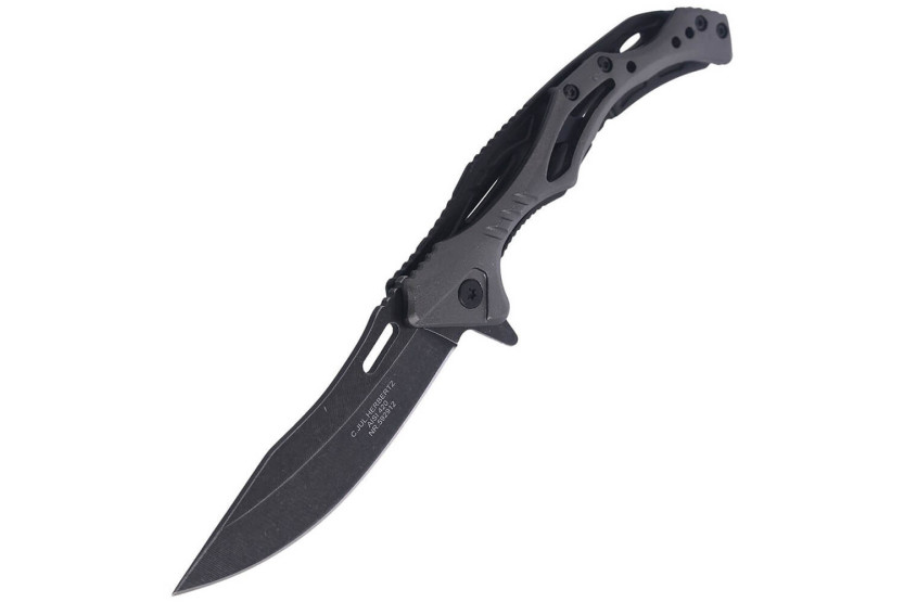 Herbertz 592912 navaja plegable esqueleto blackwashed 12cm acero inoxidable/mango de aluminio
