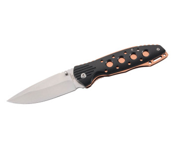 Herbertz 568411 vouwmes zwart aluminium opengewerkt heft / 11,5cm bronzen roestvrijstalen plaat