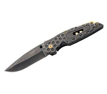 Herbertz 584612 foldekniv mørkt stonewashed håndtak i rustfritt stål med takket indeks 12 cm