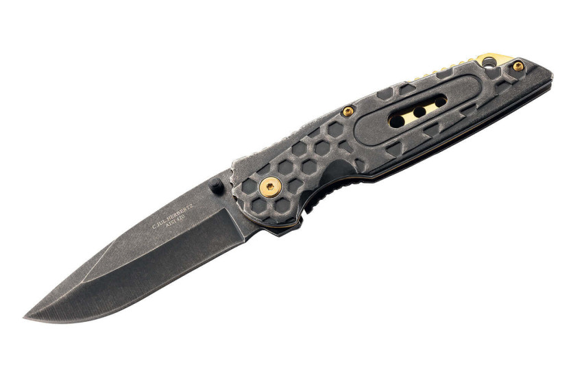 Herbertz 584612 navaja plegable mango de acero inoxidable con índice dentado 12cm