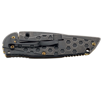 Herbertz 584612 foldekniv mørkt stonewashed håndtak i rustfritt stål med takket indeks 12 cm 2