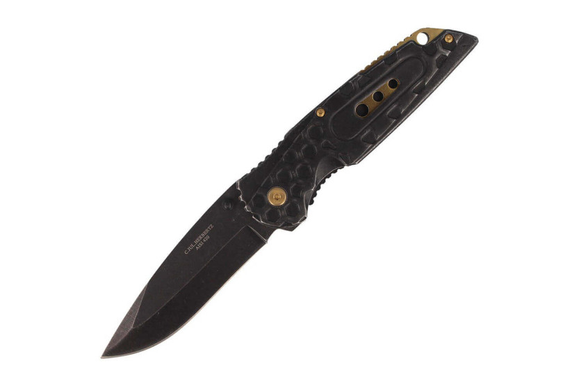 Faca dobrável Herbertz 584612 cabo em aço inoxidável com serrilha 12cm