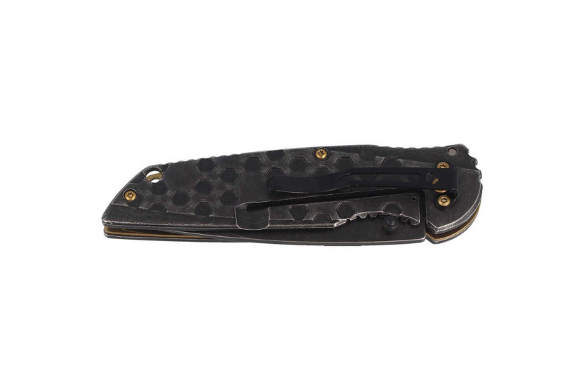 Faca dobrável Herbertz 584612 cabo em aço inoxidável com serrilha 12cm