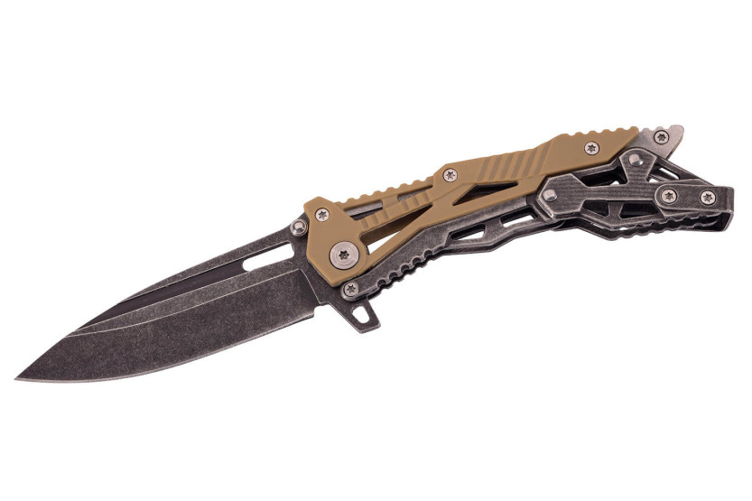 Herbertz 578712 foldekniv drop point-blad i nylon og skjeletthåndtak i rustfritt stål 11 cm