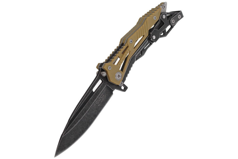 Herbertz 578712 foldekniv drop point-blad i nylon og skjeletthåndtak i rustfritt stål 11 cm