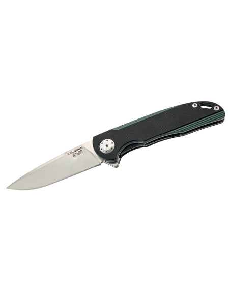Herbertz foldekniv 308912 sort og grøn tekstureret G10-håndtag 12 cm og lommeclips
