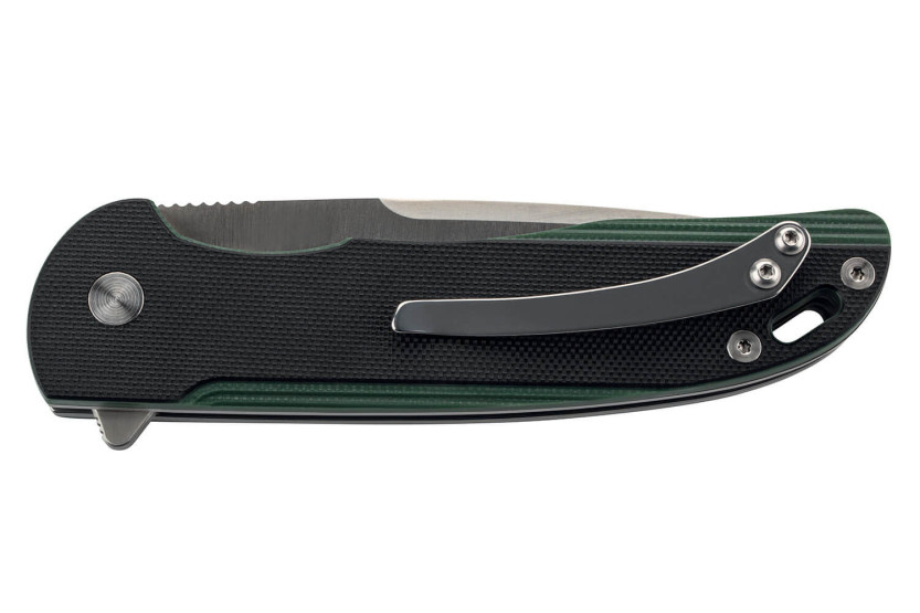 Herbertz foldekniv 308912 sort og grøn tekstureret G10-håndtag 12 cm og lommeclips