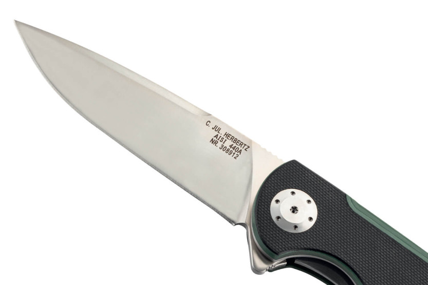 Herbertz Klappmesser 308912 G10 Griff texturiert schwarz und grün 12cm und Taschenclip