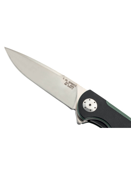 Herbertz vouwmes 308912 zwart en groen G10 handvat met structuur 12cm en pocket clip