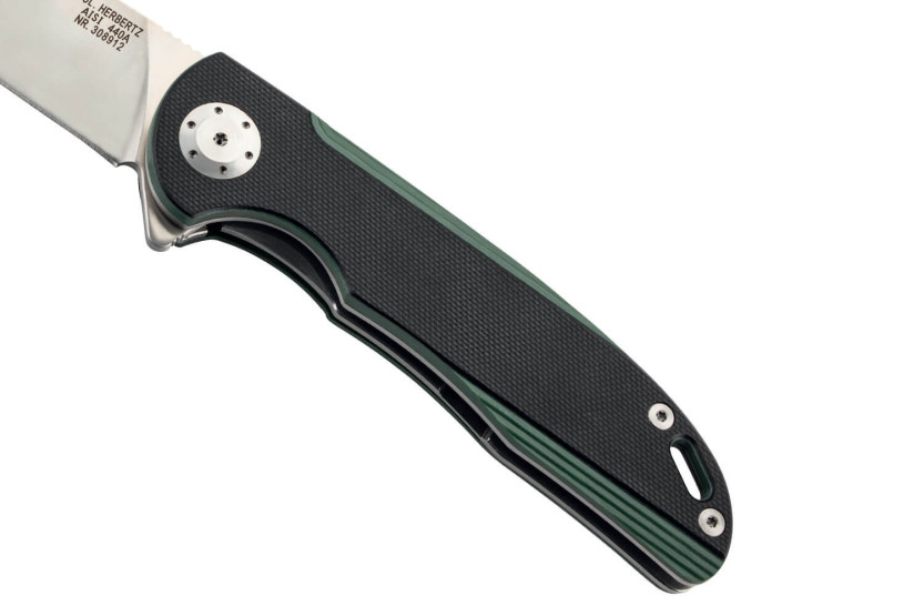 Herbertz Klappmesser 308912 G10 Griff texturiert schwarz und grün 12cm und Taschenclip
