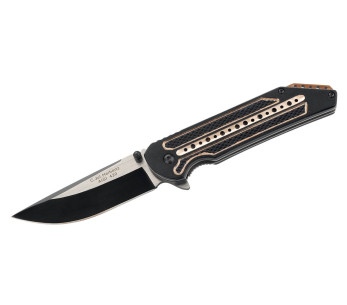 Herbertz foldekniv 533813 svart/bronse aluminium med hakk i skaftet 12,5 cm