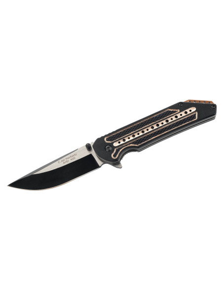 Canivete Herbertz 533813 preto / bronze cabo entalhado em alumínio 12,5cm