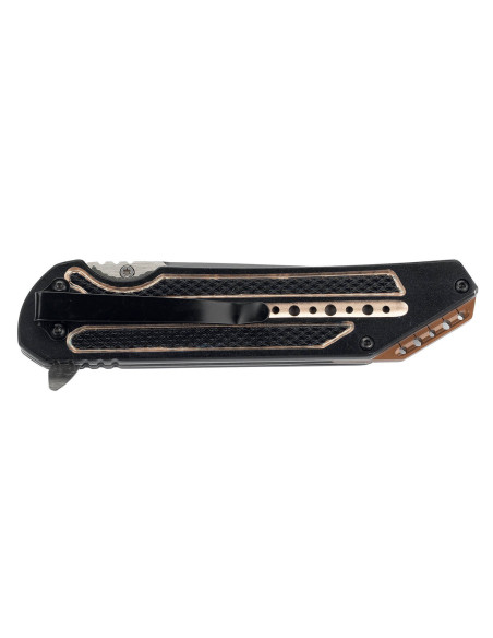 Herbertz foldekniv 533813 svart/bronse aluminium med hakk i skaftet 12,5 cm