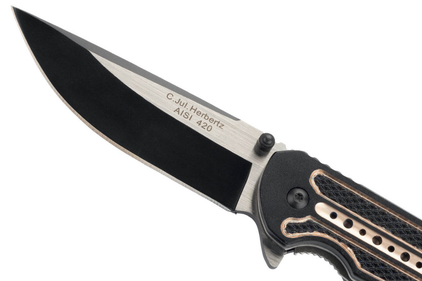 Klappmesser Herbertz 533813 gezahnter Griff Aluminium schwarz / bronze 12,5cm