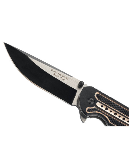 Herbertz taittoveitsi 533813 musta / pronssi alumiini lovettu kahva 12.5cm