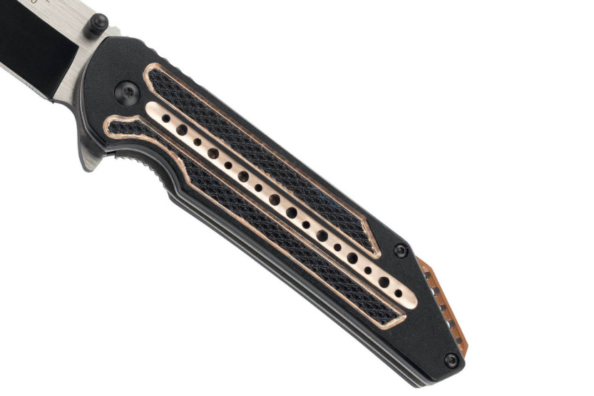 Canivete Herbertz 533813 preto / bronze cabo entalhado em alumínio 12,5cm