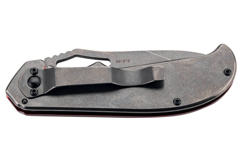Herbertz 591912 coltello pieghevole in acciaio inox stonewashed con disegno di teschio 11,8 cm