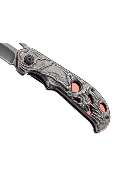 Klappmesser Herbertz 591912 ganz Edelstahl stonewashed Totenkopfdekor 11,8cm