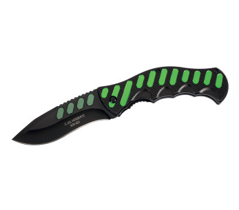 Coltello pieghevole Herbertz 565912 nero/verde alluminio manico dentellato 12,2 cm