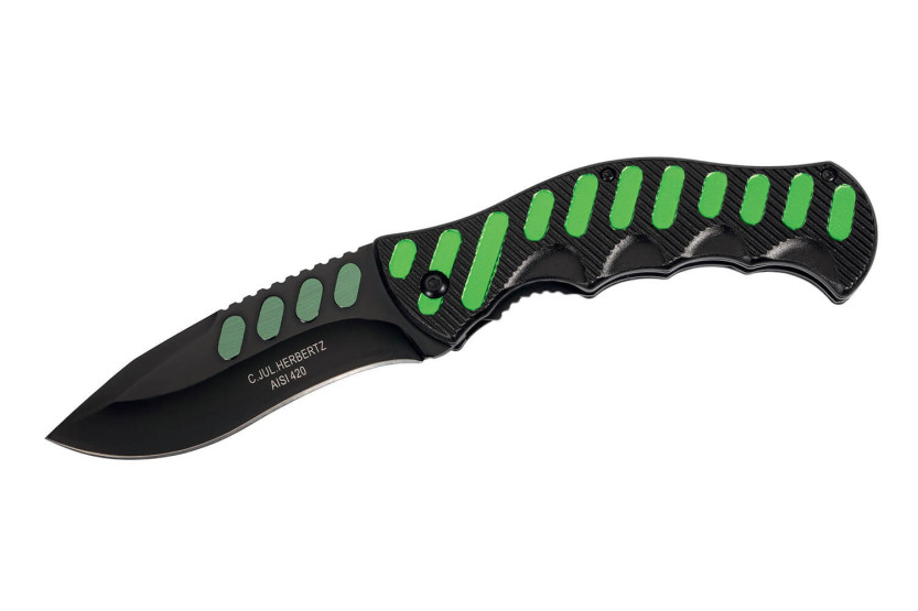 Herbertz vouwmes 565912 zwart/groen aluminium handvat met inkepingen 12,2cm