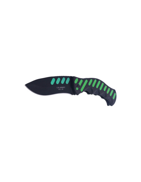 Herbertz foldekniv 565912 svart/grønn aluminium med hakk i skaftet 12,2 cm