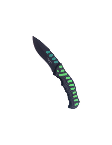 Herbertz foldekniv 565912 svart/grønn aluminium med hakk i skaftet 12,2 cm