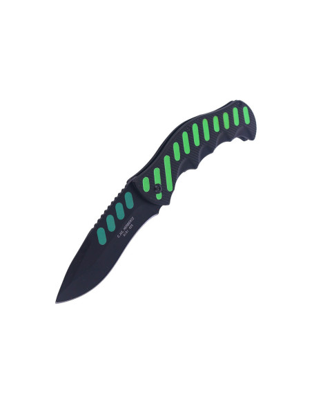 Herbertz foldekniv 565912 svart/grønn aluminium med hakk i skaftet 12,2 cm