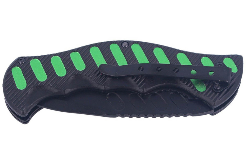 Herbertz foldekniv 565912 svart/grønn aluminium med hakk i skaftet 12,2 cm