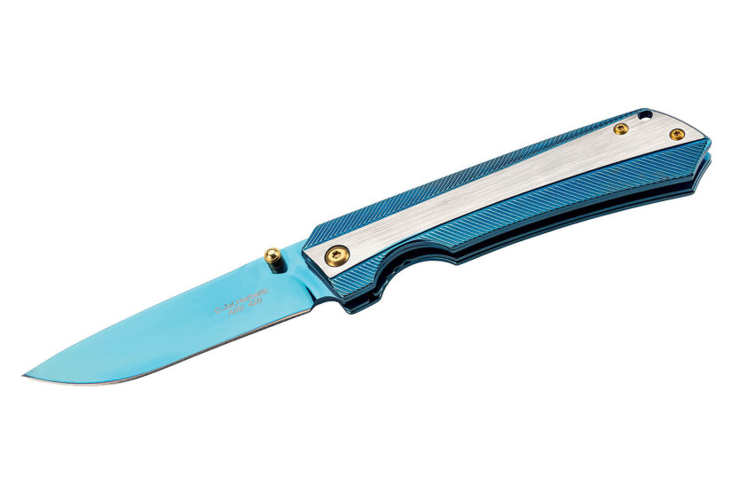Herbertz 591811 Titanblauw vouwmes, volledig roestvrij staal, 11cm