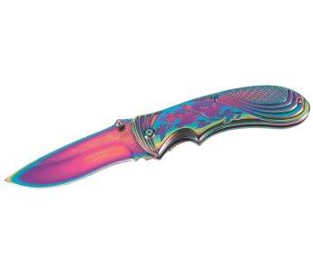 Herbertz 577910 coltello pieghevole manico in acciaio inox con rivestimento in titanio arcobaleno 10 cm