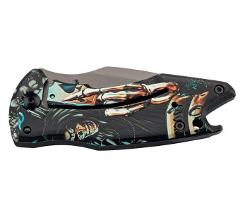 Herbertz 592709 täysin ruostumattomasta teräksestä valmistettu "Grim Reaper" taittoveitsi 9cm + pullonavaaja 2