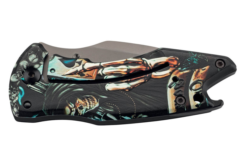 Herbertz 592709 coltello pieghevole "Grim Reaper" in acciaio inox 9 cm + apribottiglie